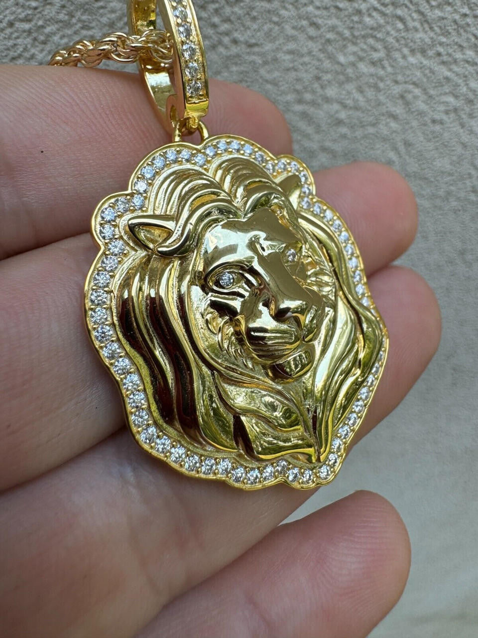 Moissanite Custom Lion Pendant | 14k Gold Vermeil 925 Silver