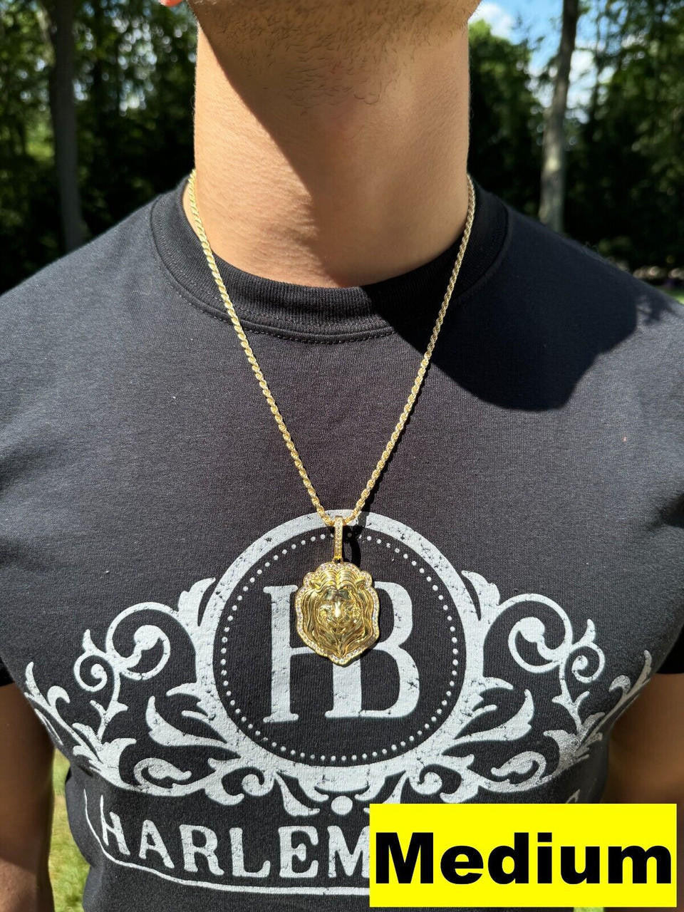 Moissanite Custom Lion Pendant | 14k Gold Vermeil 925 Silver