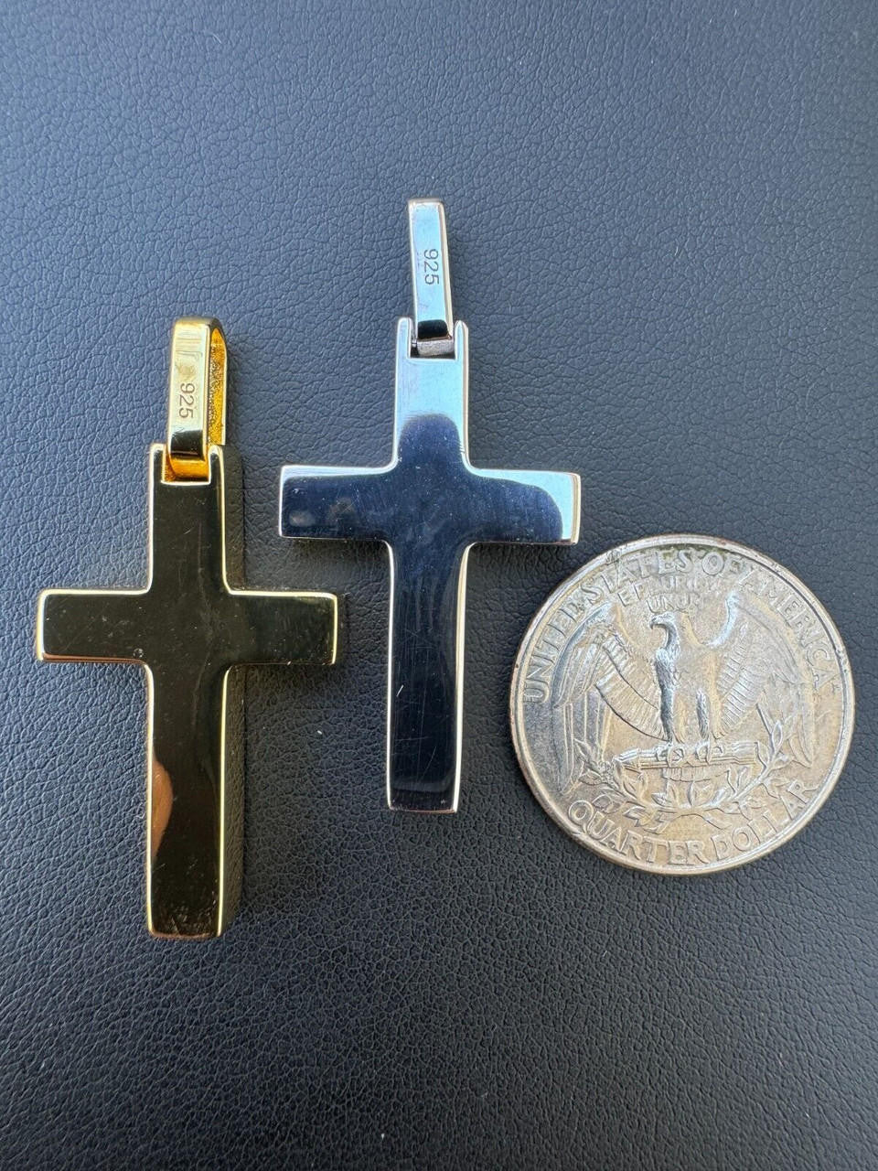 Wood Inlay Plain Religious Cross Pendant | 14k Gold Vermeil Or 925 Silver