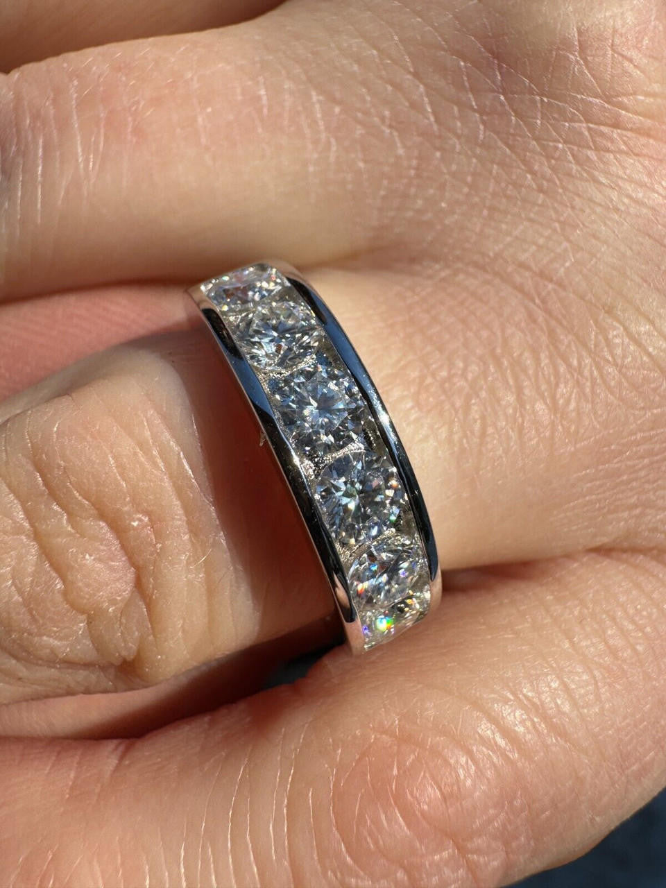 Moissanite Half Eternity Channel Set Wedding Band Ring | 925 Silver