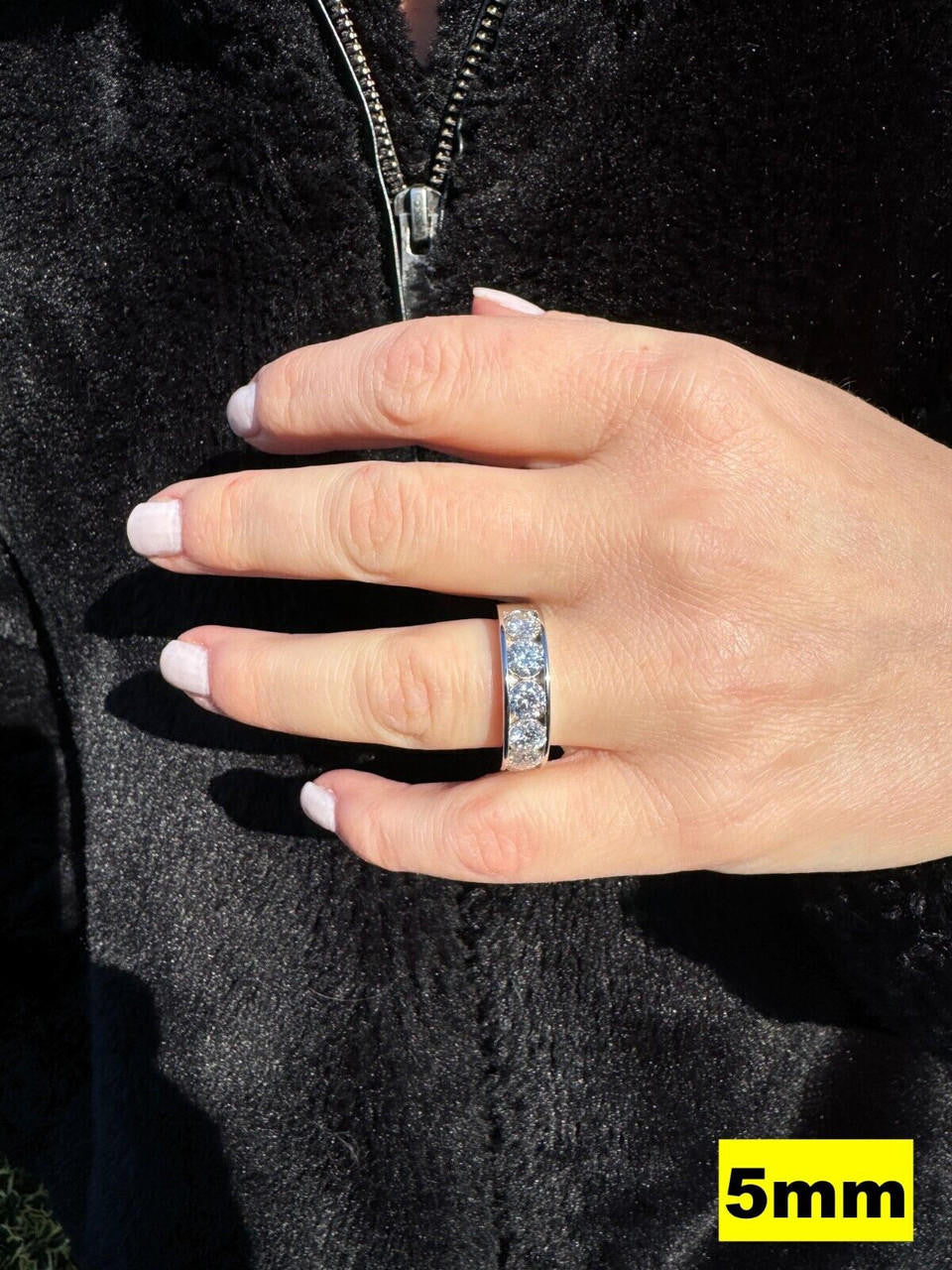Moissanite Half Eternity Channel Set Wedding Band Ring | 925 Silver