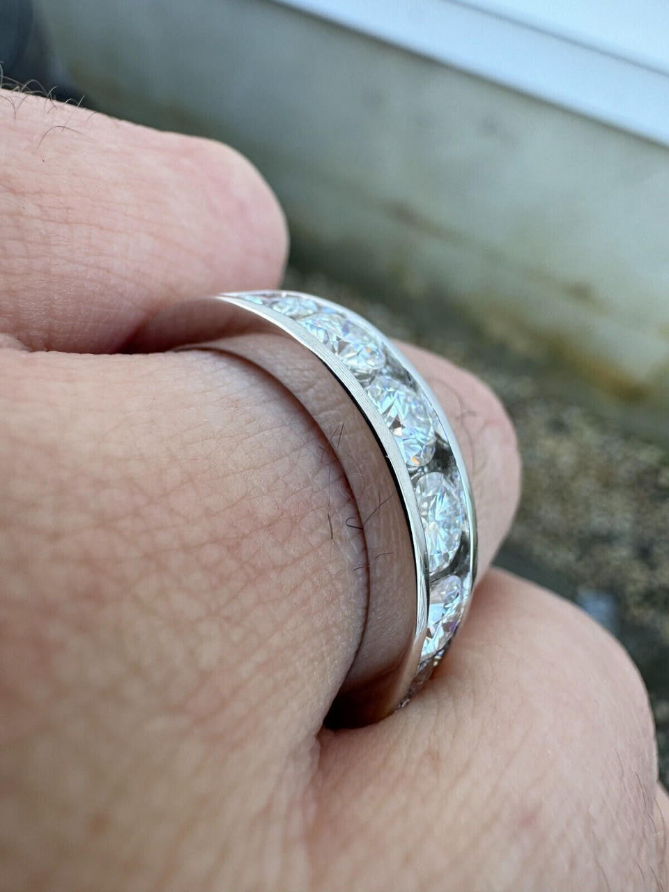 Moissanite Half Eternity Channel Set Wedding Band Ring | 925 Silver