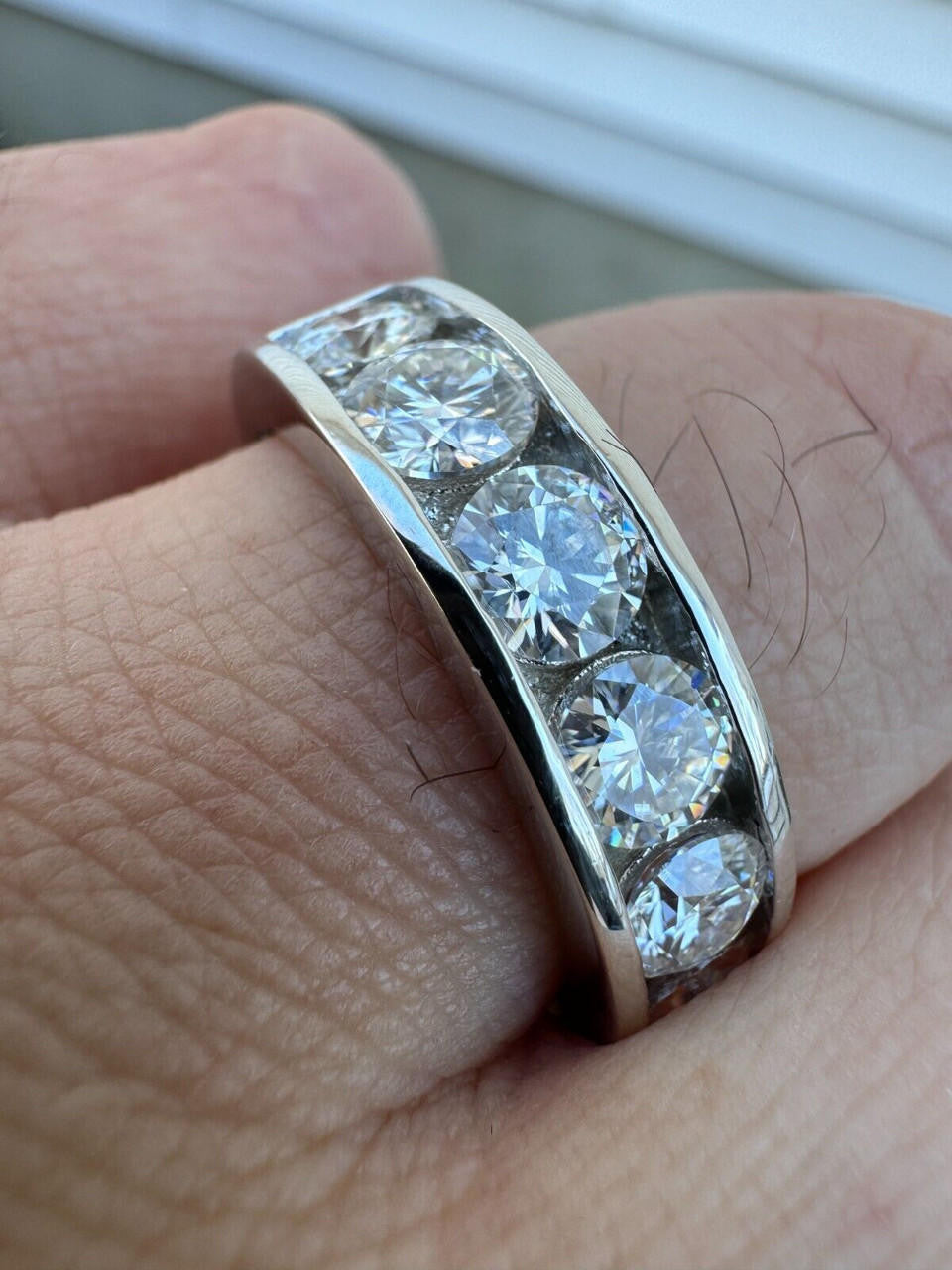 Moissanite Half Eternity Channel Set Wedding Band Ring | 925 Silver