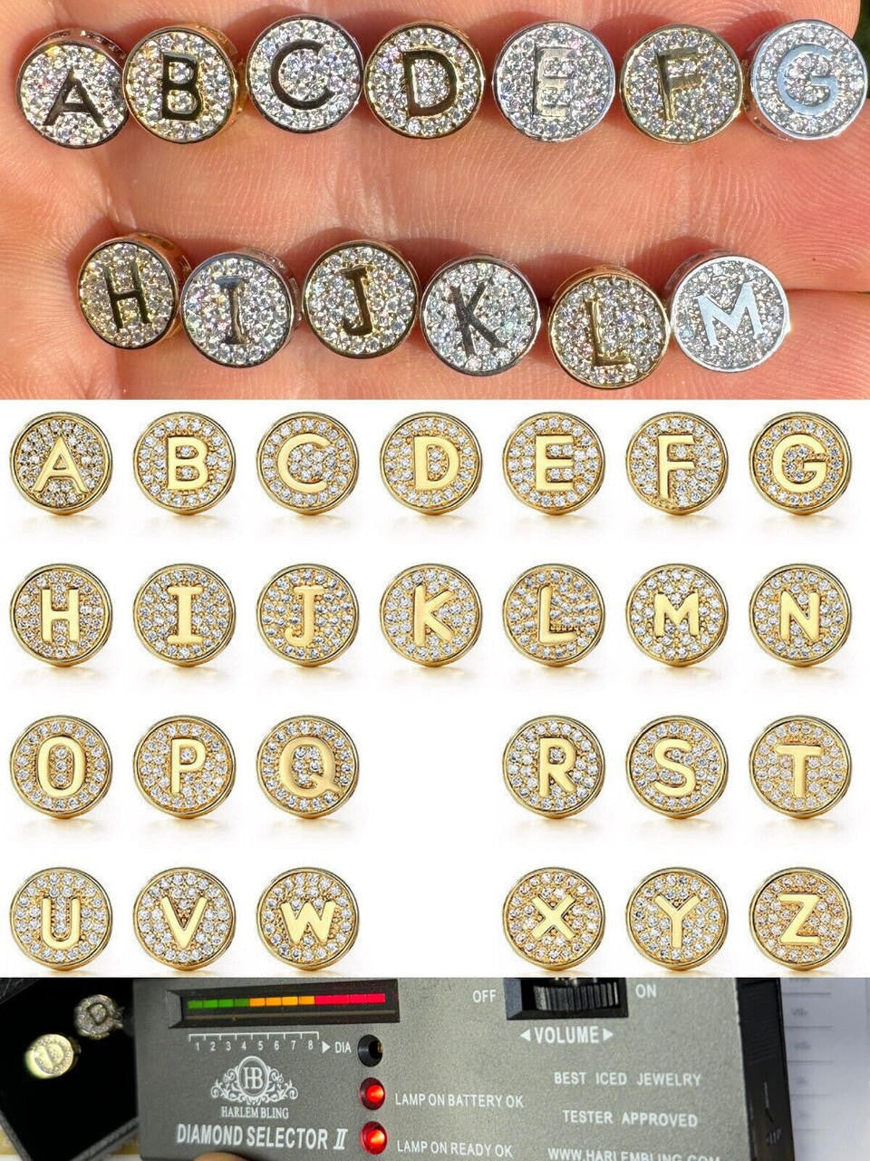 Moissanite A-Z Initial Letter Earrings | 14k Gold Vermeil Or 925 Silver