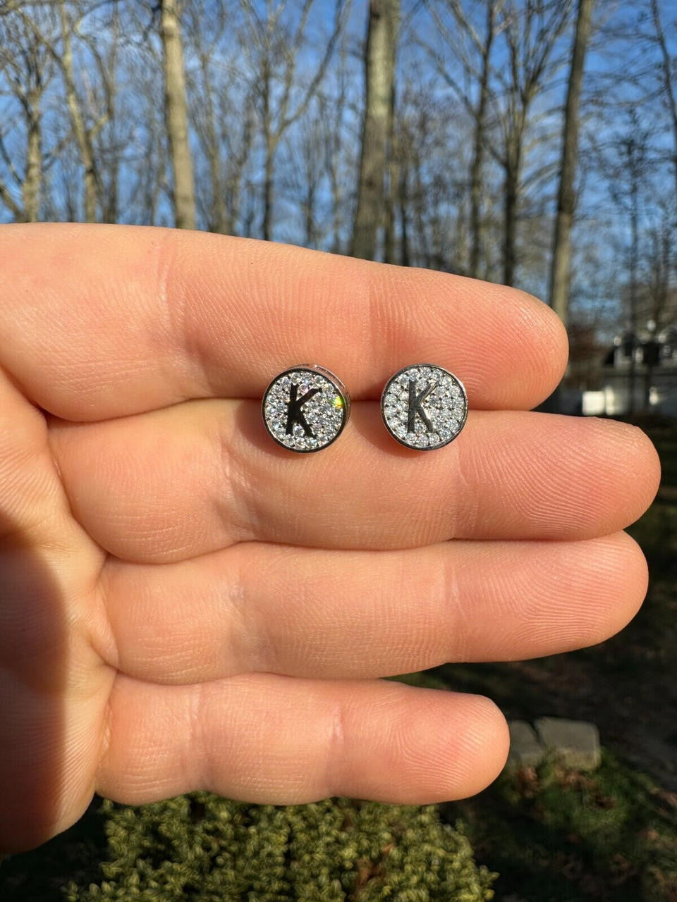 Moissanite A-Z Initial Letter Earrings | 14k Gold Vermeil Or 925 Silver
