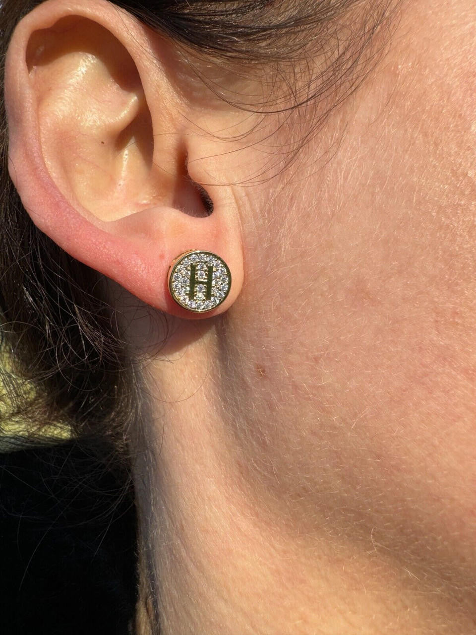 Moissanite A-Z Initial Letter Earrings | 14k Gold Vermeil Or 925 Silver