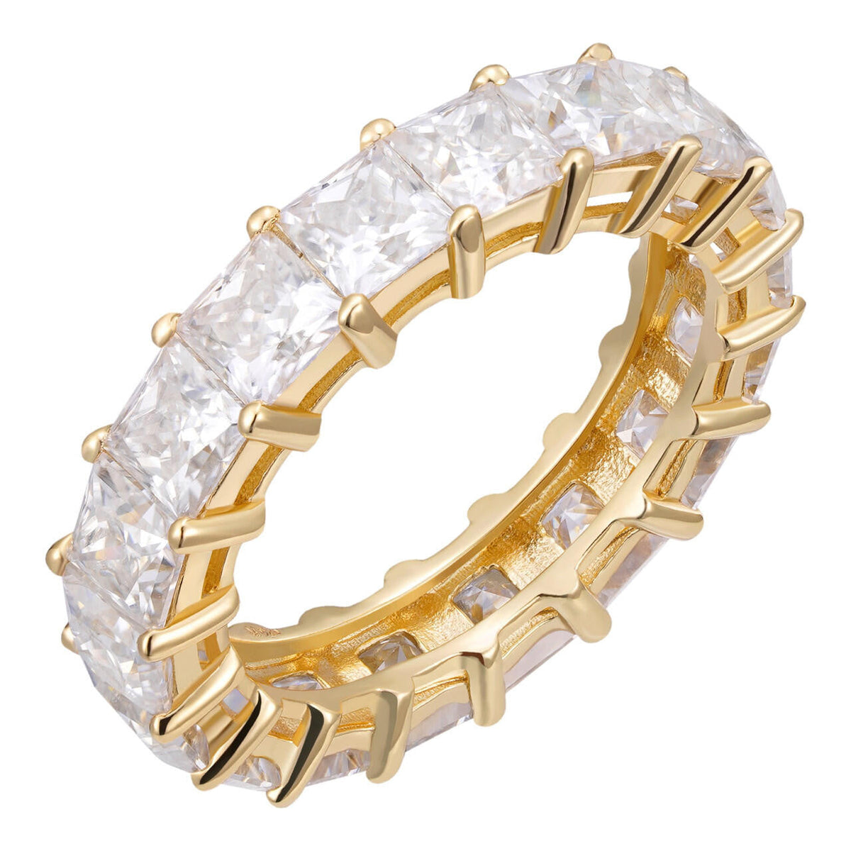 Moissanite Full Eternity Princess Cut (Square) Band Wedding Ring | 14k Gold Vermeil 925 Silver