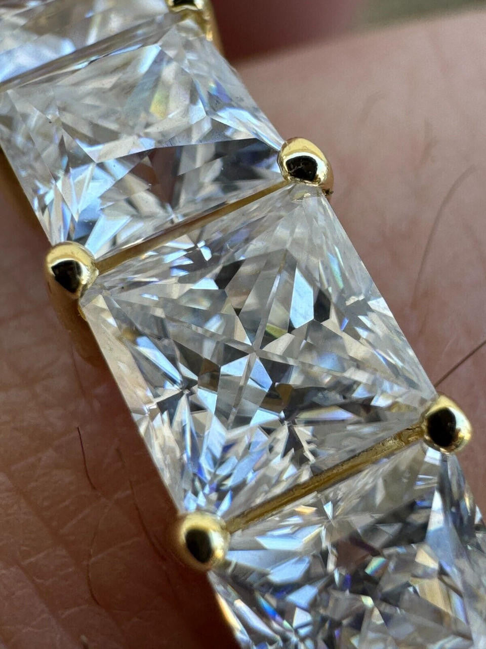 Moissanite Full Eternity Princess Cut (Square) Band Wedding Ring | 14k Gold Vermeil 925 Silver