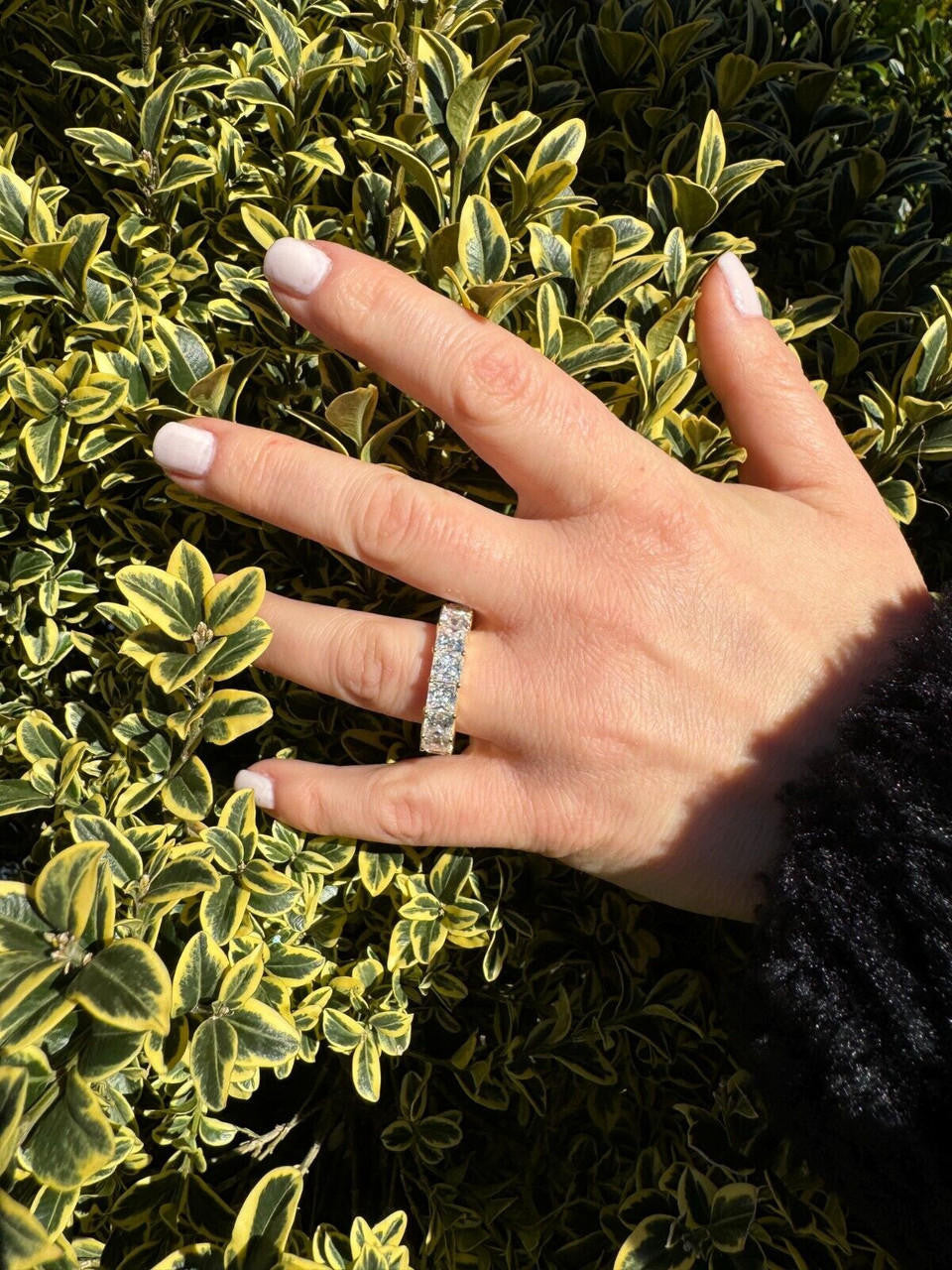 Moissanite Full Eternity Princess Cut (Square) Band Wedding Ring | 14k Gold Vermeil 925 Silver