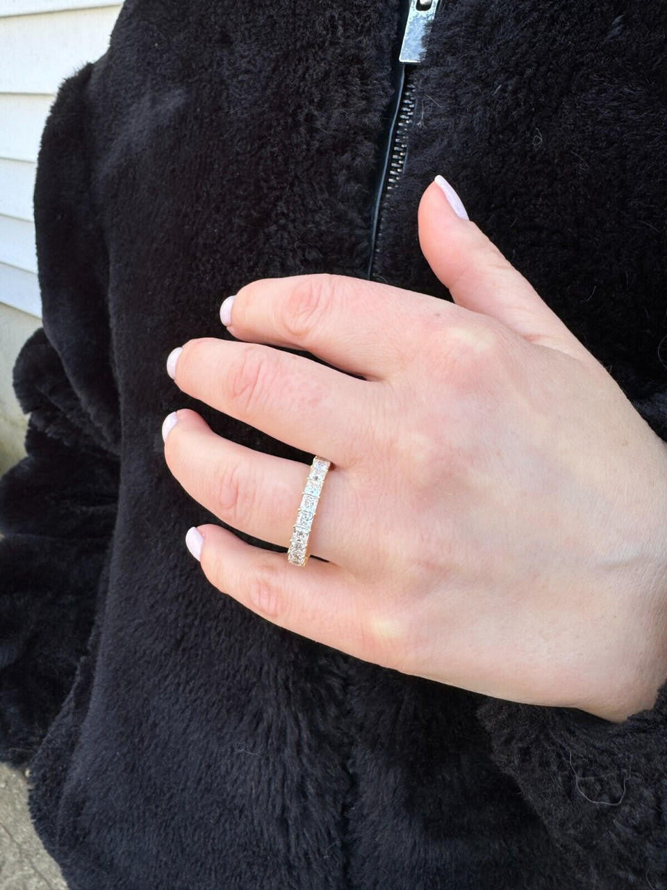 Moissanite Full Eternity Princess Cut (Square) Band Wedding Ring | 14k Gold Vermeil 925 Silver