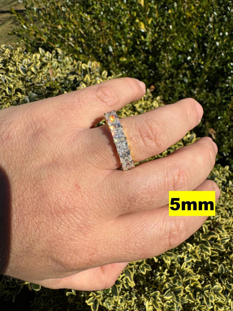 Moissanite Full Eternity Princess Cut (Square) Band Wedding Ring | 14k Gold Vermeil 925 Silver