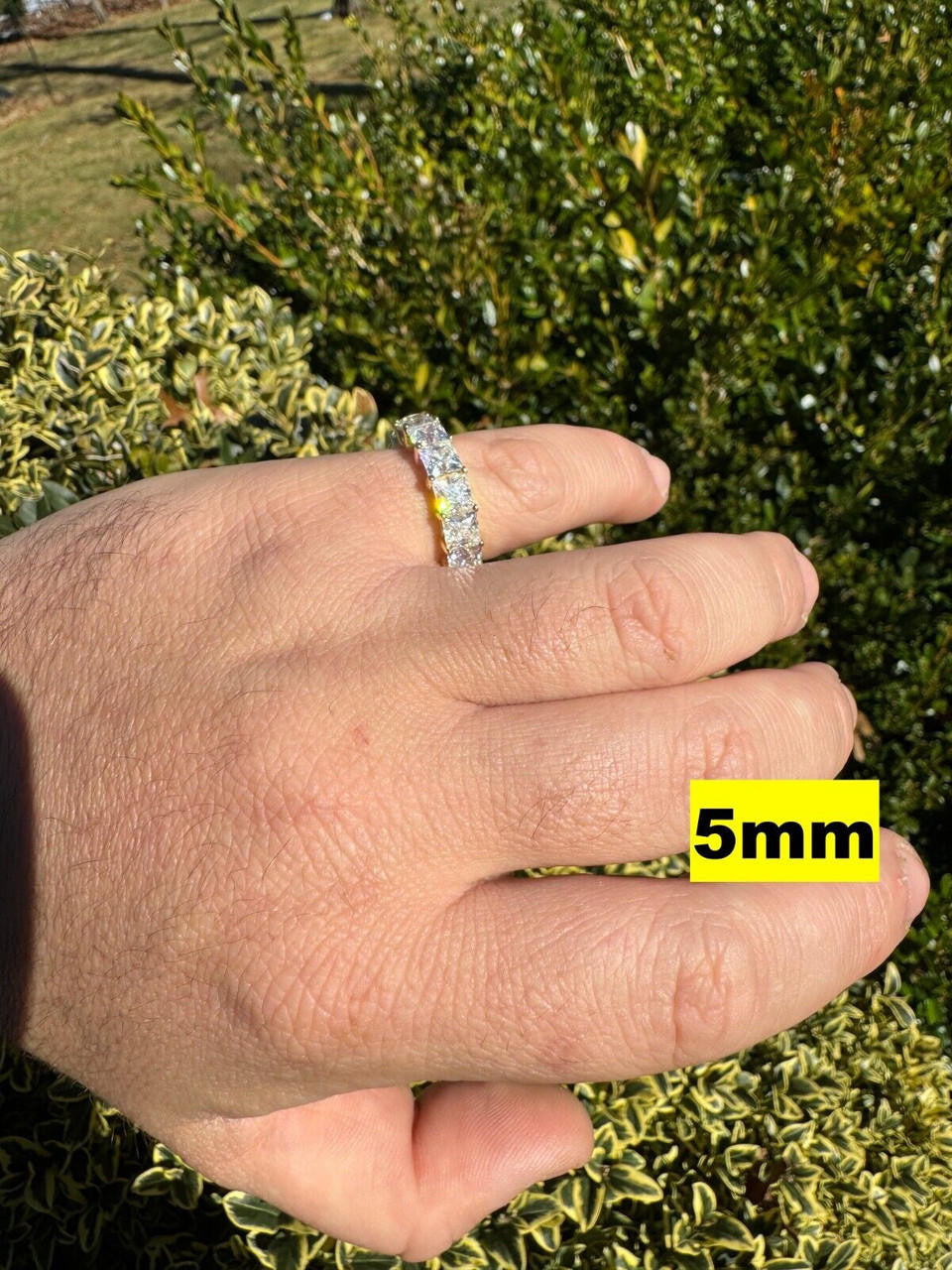 Moissanite Full Eternity Princess Cut (Square) Band Wedding Ring | 14k Gold Vermeil 925 Silver
