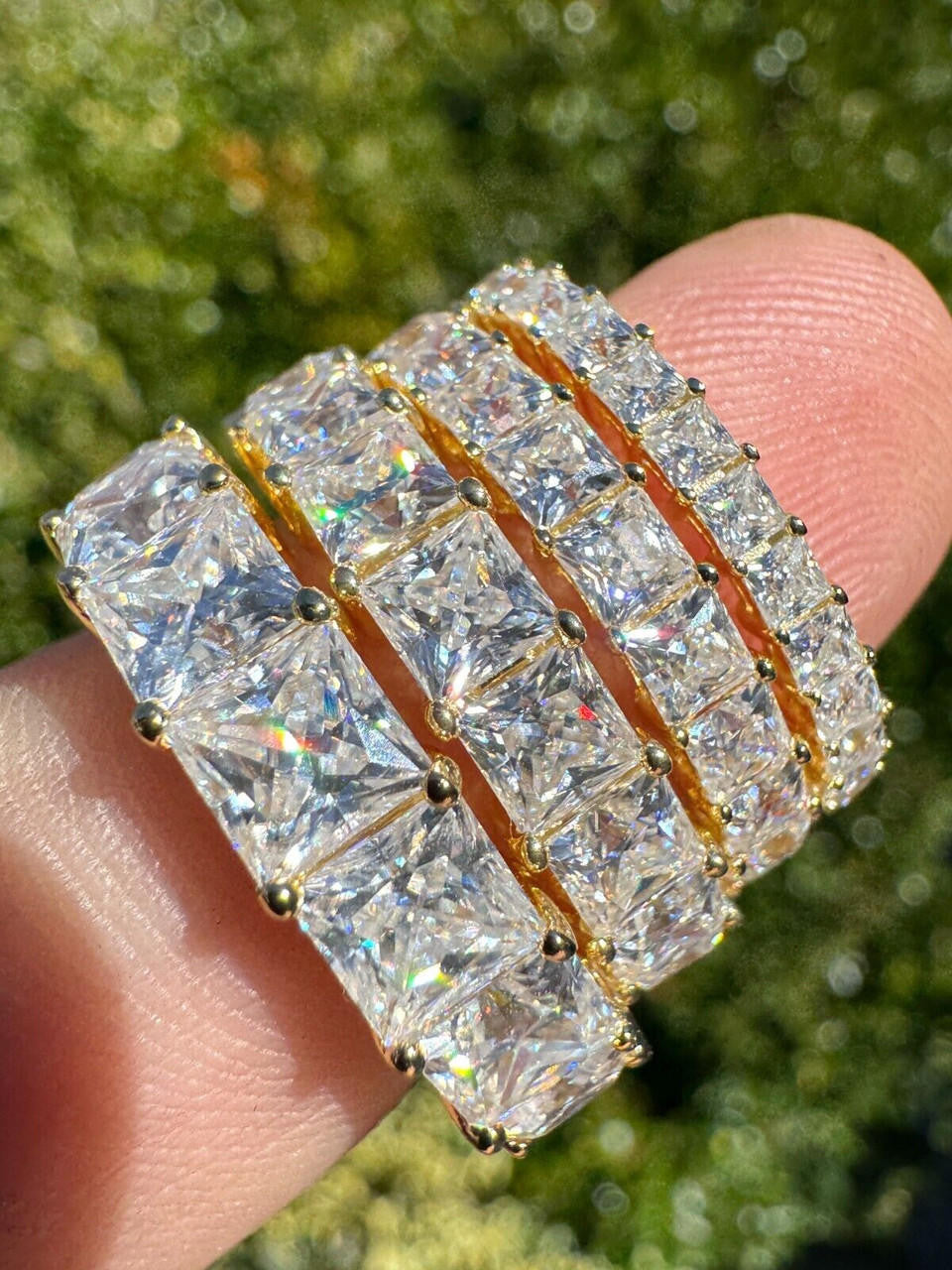 Moissanite Full Eternity Princess Cut (Square) Band Wedding Ring | 14k Gold Vermeil 925 Silver