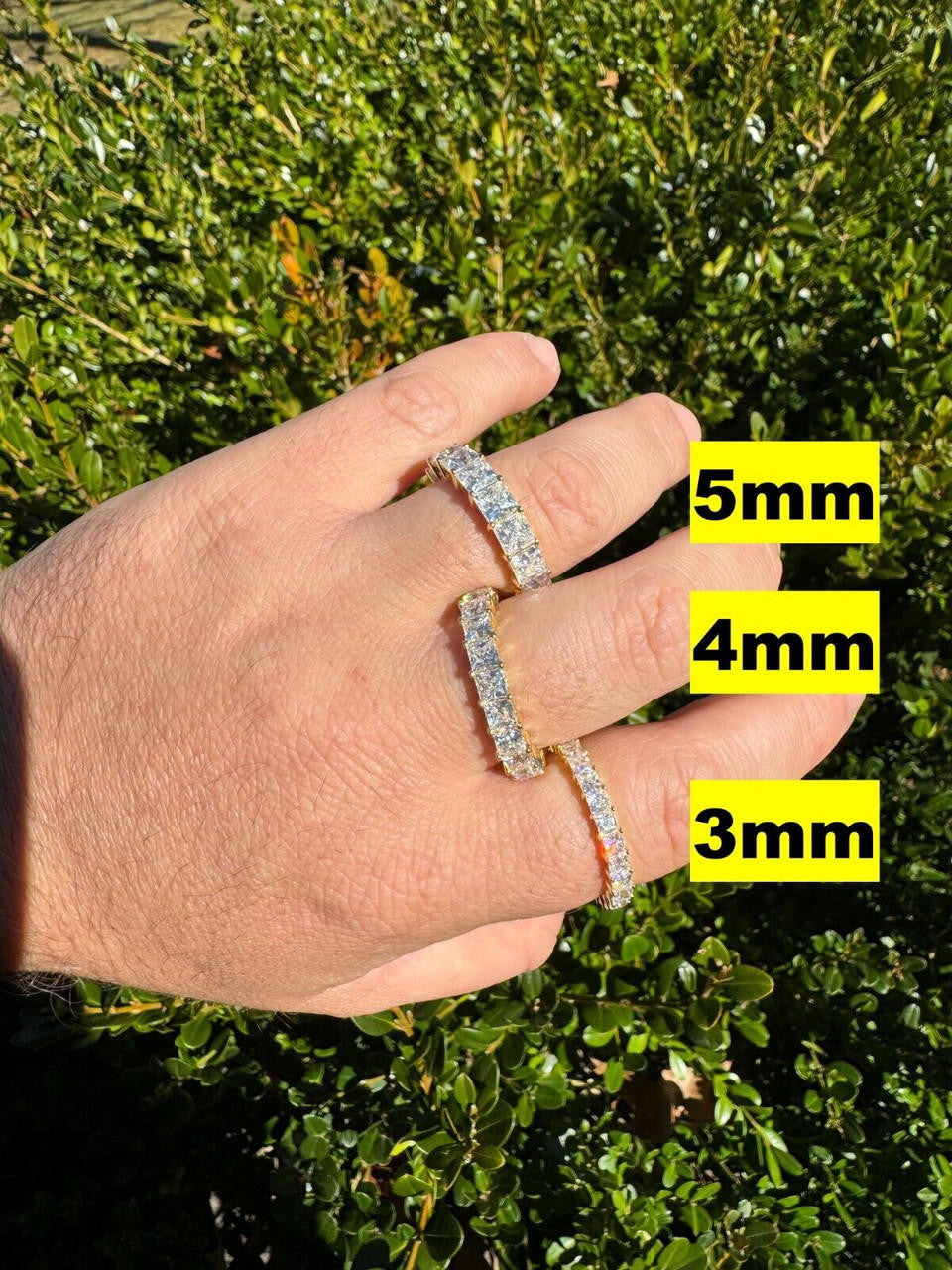 Moissanite Full Eternity Princess Cut (Square) Band Wedding Ring | 14k Gold Vermeil 925 Silver
