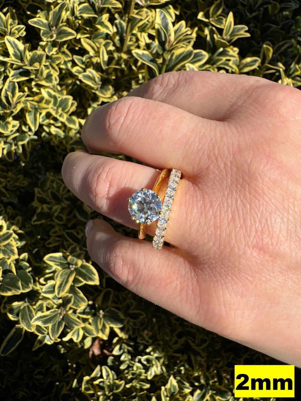Moissanite Full Eternity Princess Cut (Square) Band Wedding Ring | 14k Gold Vermeil 925 Silver