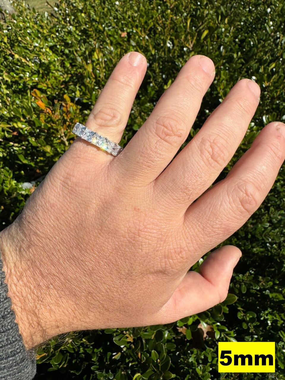 Moissanite Full Eternity Princess Cut (Square) Band Wedding Ring | 925 Silver
