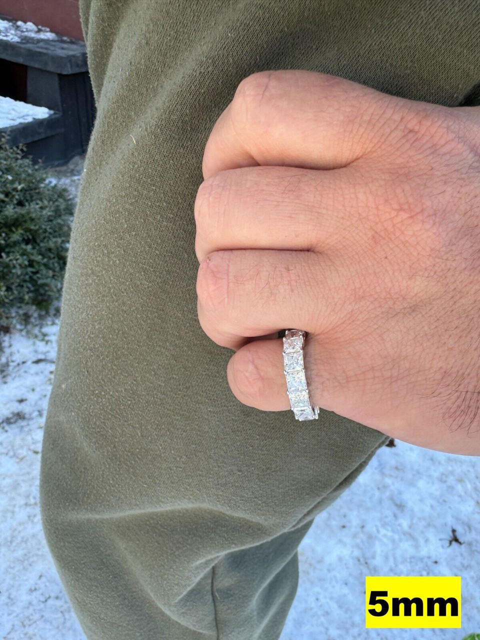 Moissanite Full Eternity Princess Cut (Square) Band Wedding Ring | 925 Silver