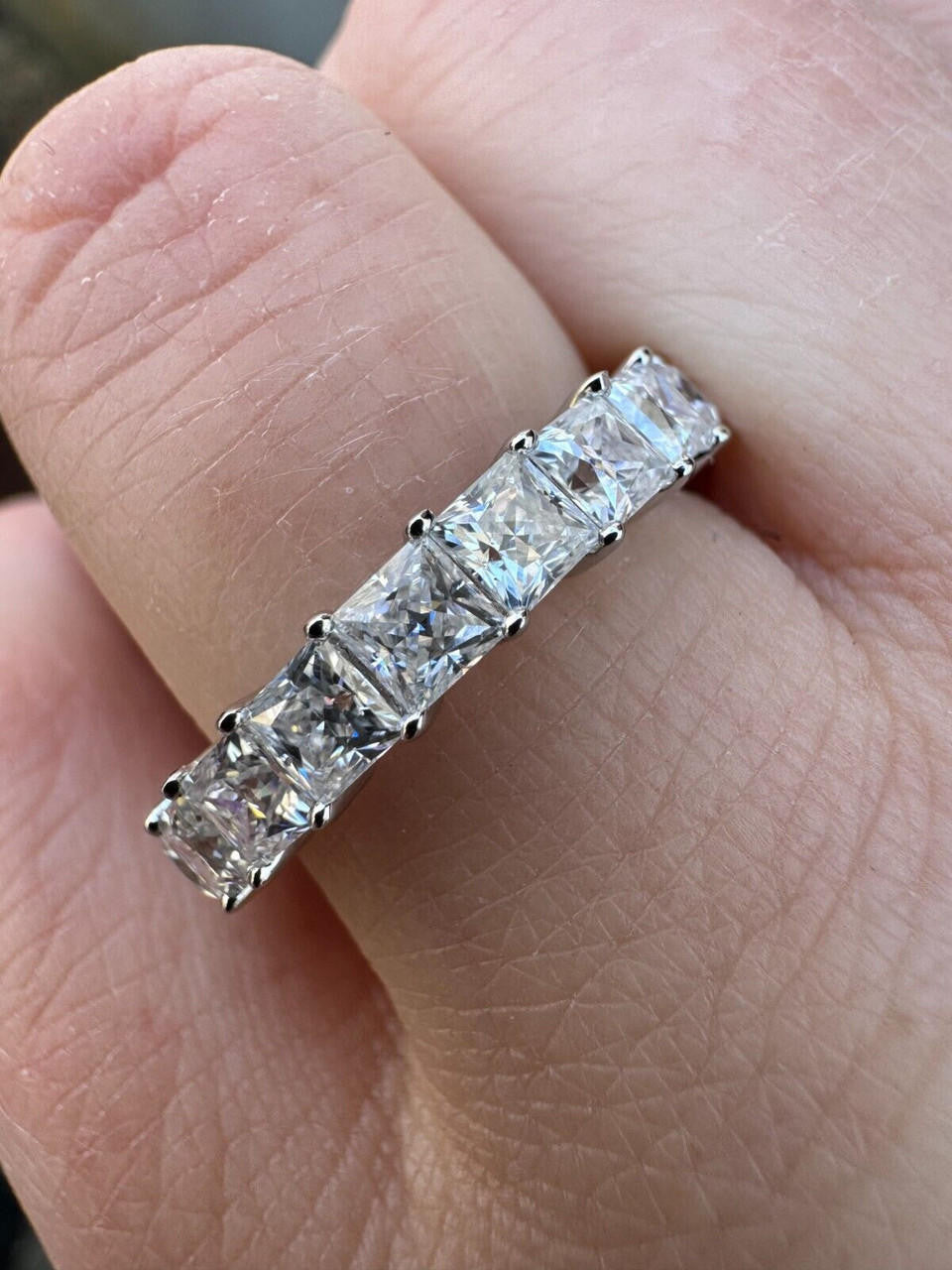 Moissanite Full Eternity Princess Cut (Square) Band Wedding Ring | 925 Silver