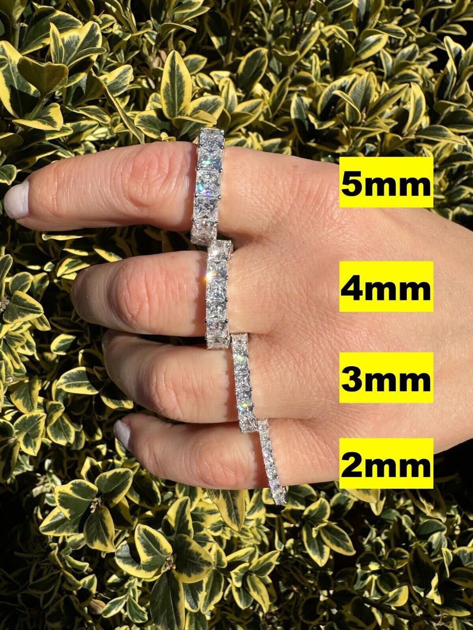 Moissanite Full Eternity Princess Cut (Square) Band Wedding Ring | 925 Silver