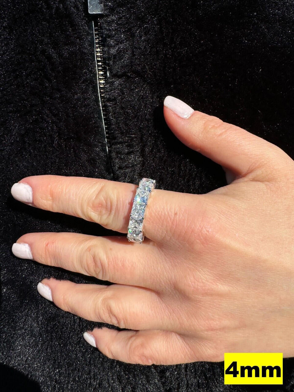 Moissanite Full Eternity Princess Cut (Square) Band Wedding Ring | 925 Silver