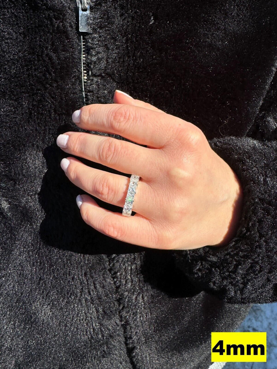 Moissanite Full Eternity Princess Cut (Square) Band Wedding Ring | 925 Silver