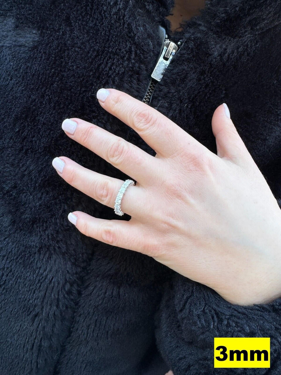 Moissanite Full Eternity Princess Cut (Square) Band Wedding Ring | 925 Silver