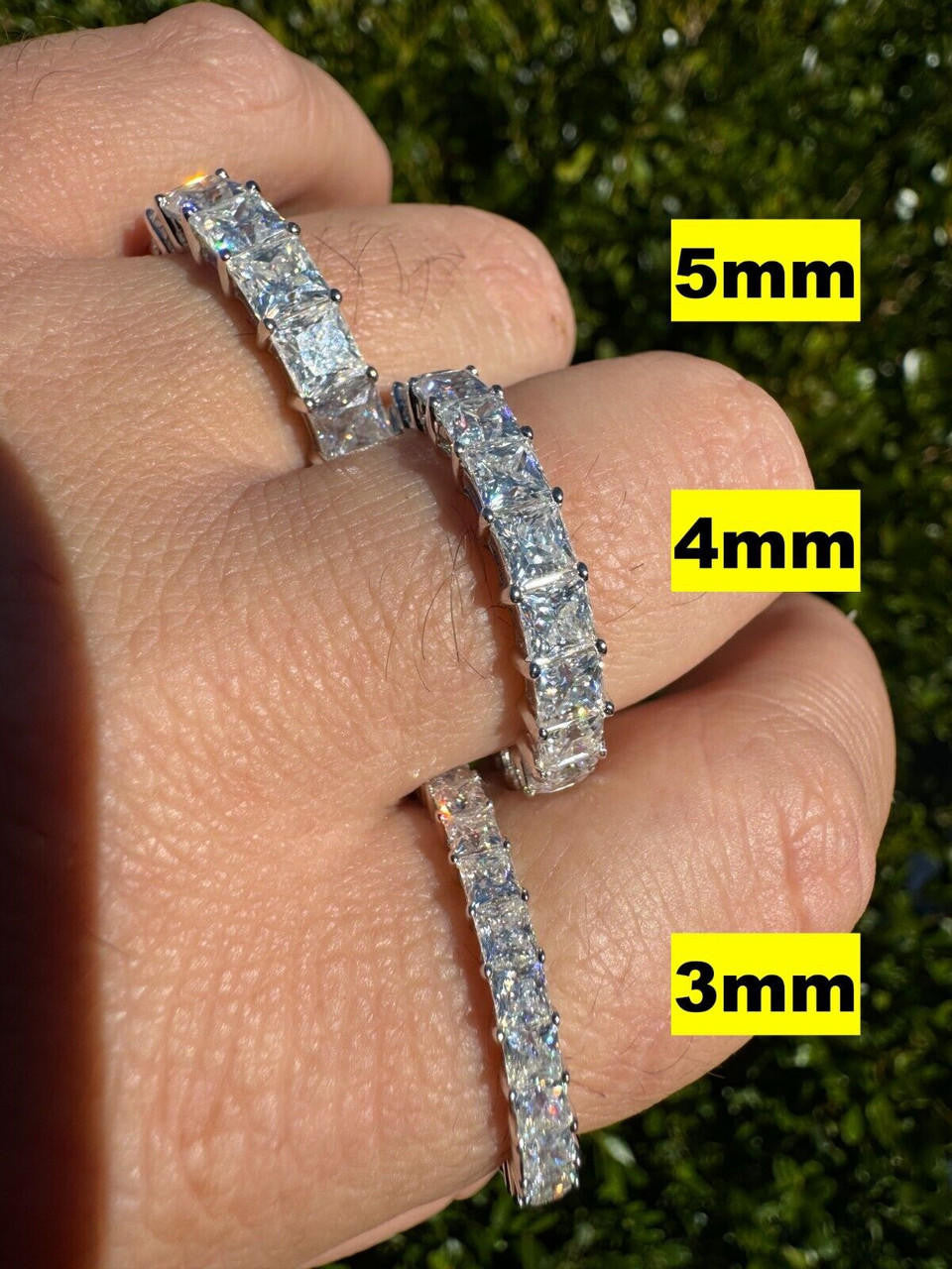 Moissanite Full Eternity Princess Cut (Square) Band Wedding Ring | 925 Silver