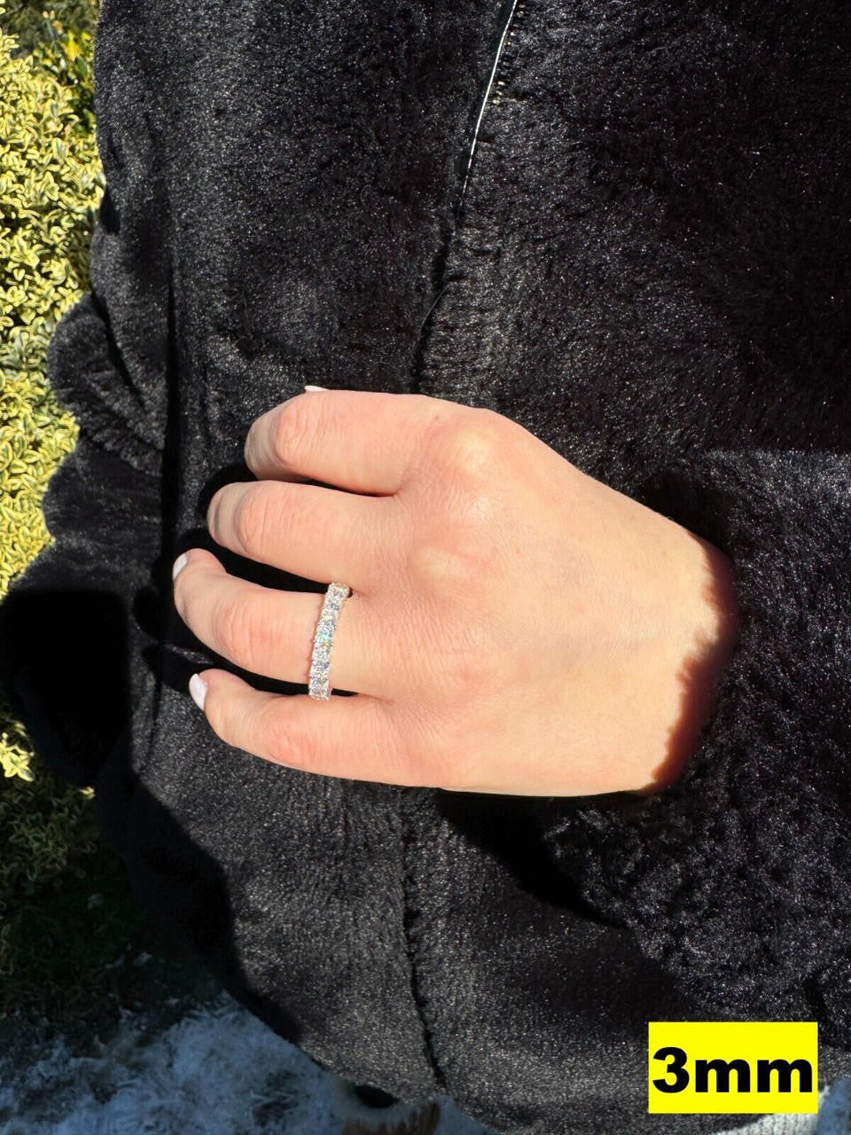 Moissanite Full Eternity Princess Cut (Square) Band Wedding Ring | 925 Silver