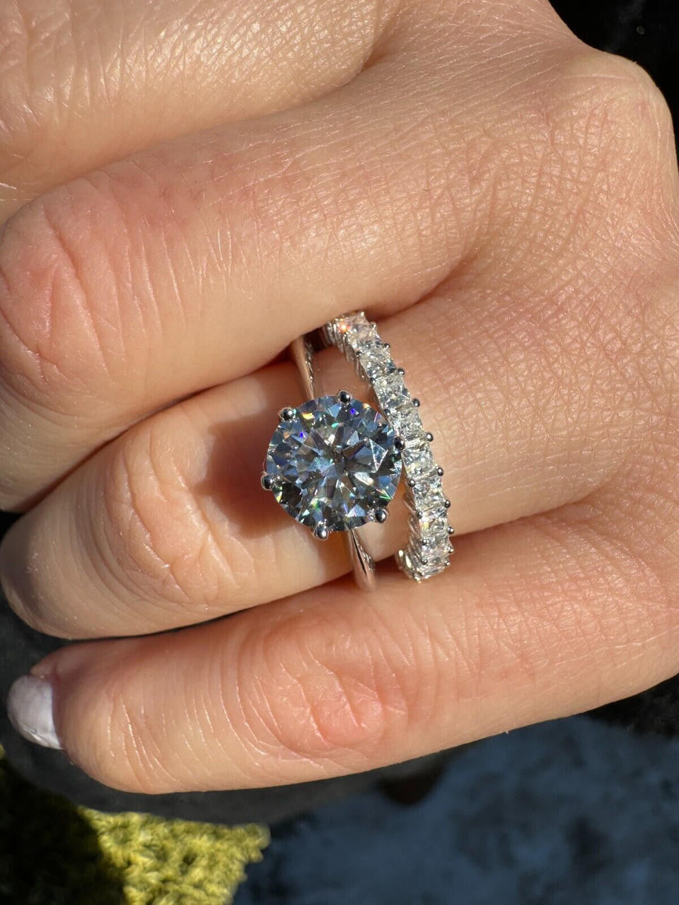 Moissanite Full Eternity Princess Cut (Square) Band Wedding Ring | 925 Silver