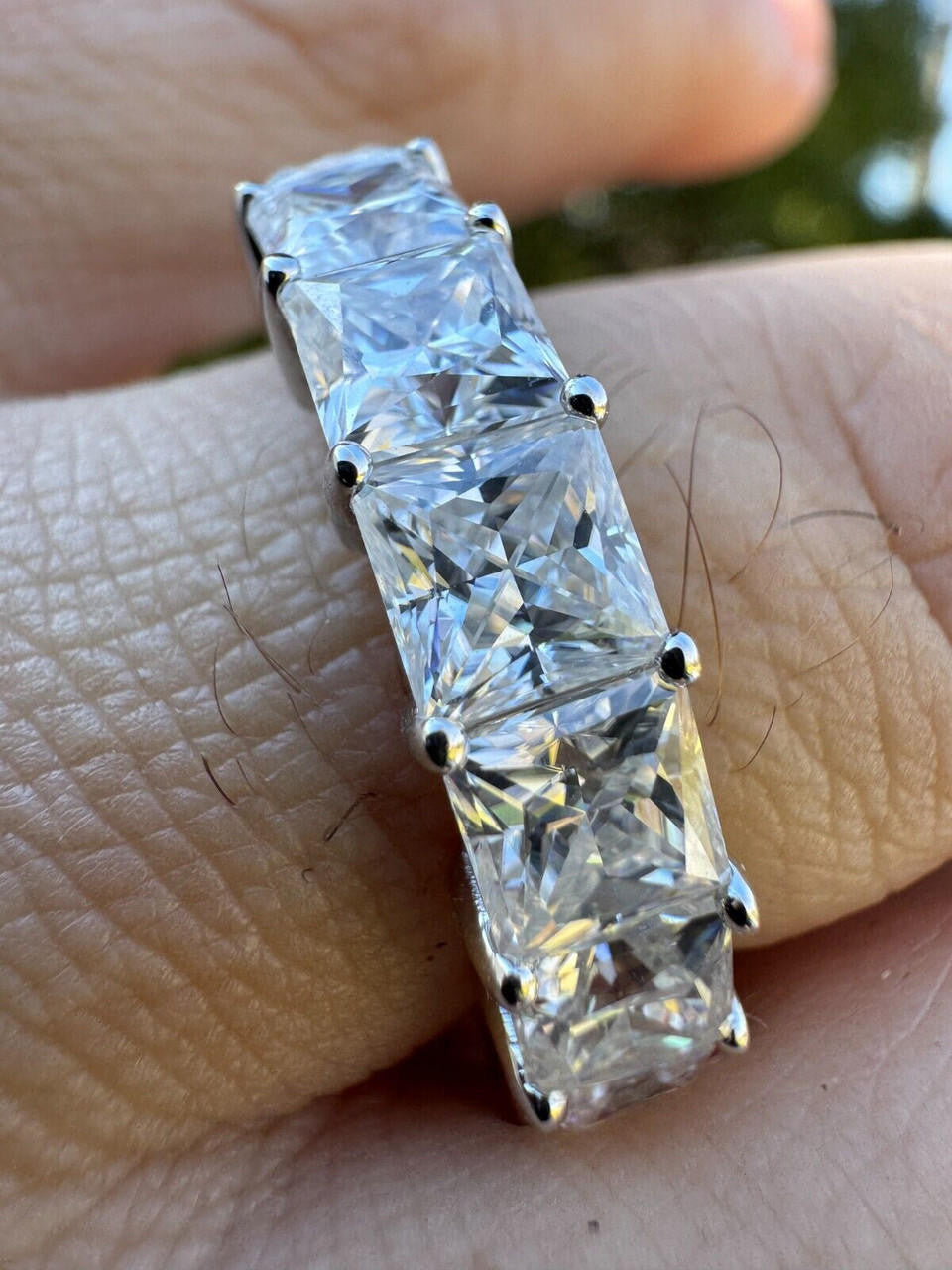 Moissanite Full Eternity Princess Cut (Square) Band Wedding Ring | 925 Silver
