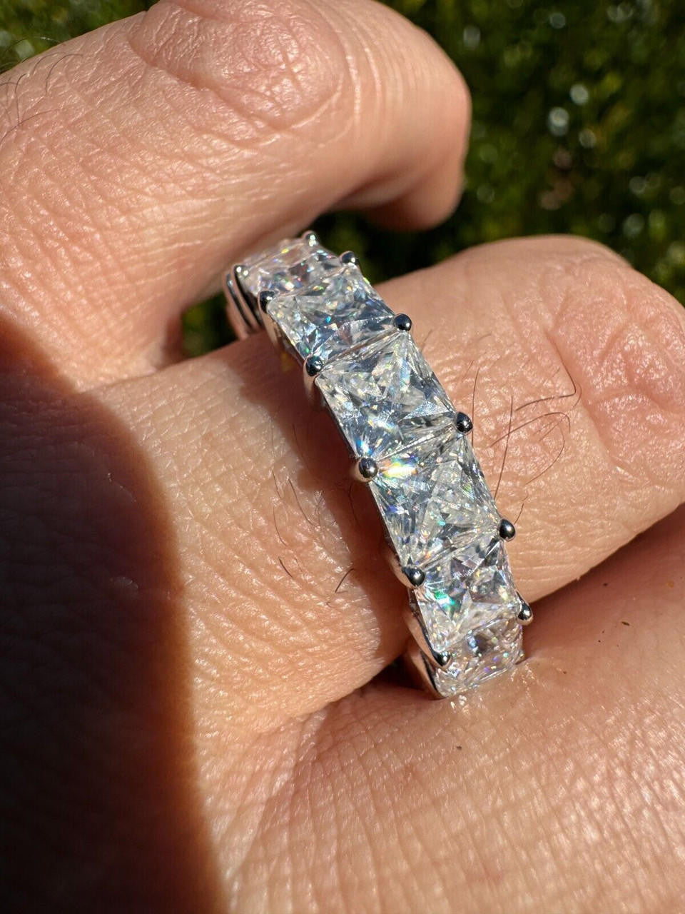 Moissanite Full Eternity Princess Cut (Square) Band Wedding Ring | 925 Silver