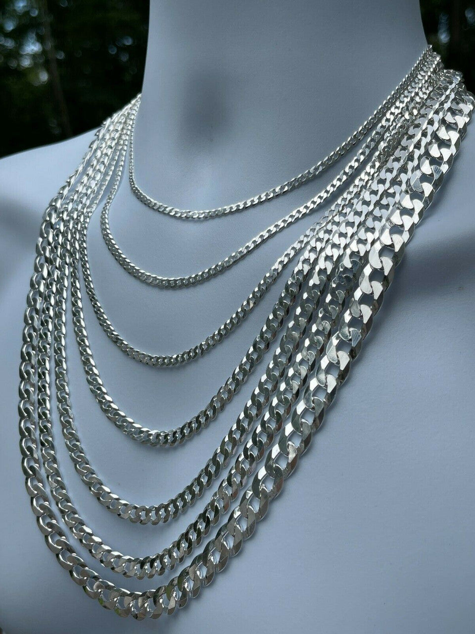 Flat Curb Cuban Chain Necklace | 925 Sterling Silver