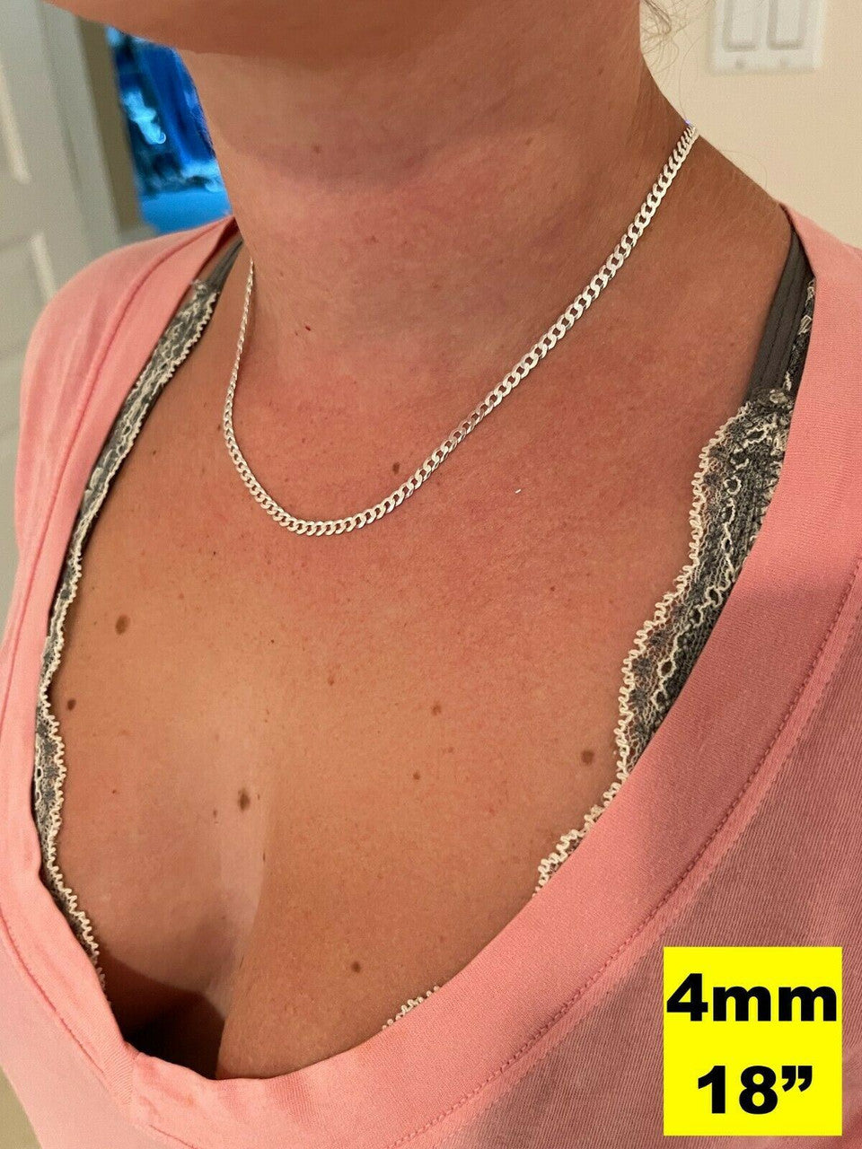 Flat Curb Cuban Chain Necklace | 925 Sterling Silver