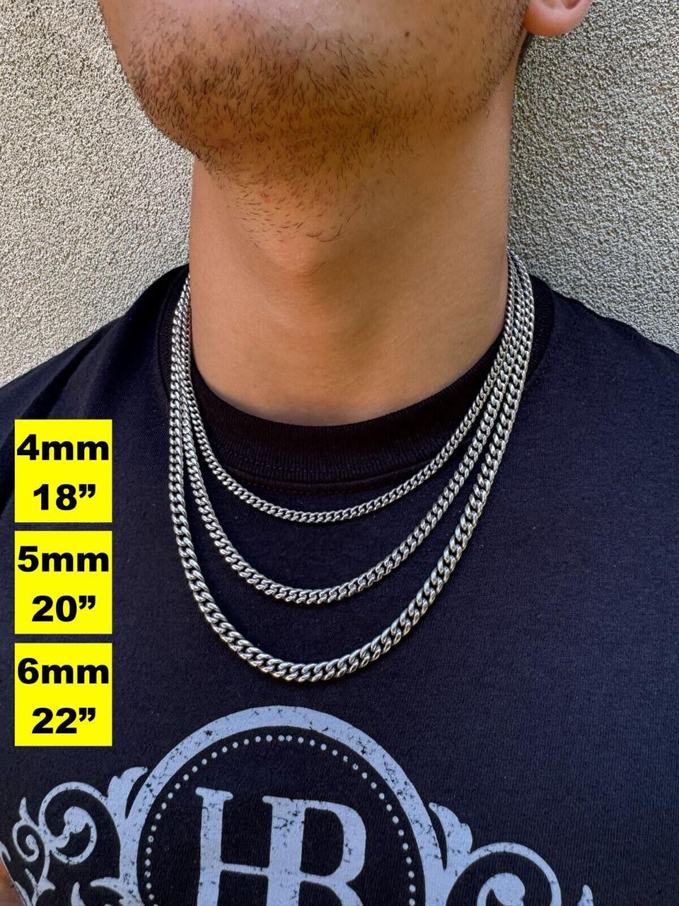 Real Solid Stainless Steel Miami Cuban Link Chain Necklace Box Clasp 4-18mm