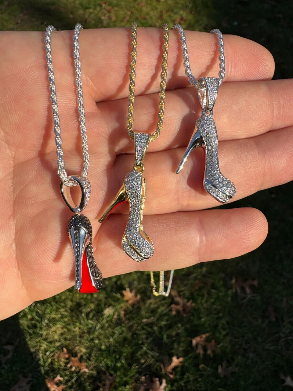 Moissanite Red Bottom Stiletto Heels Pendant | 14k Gold Vermeil Or 925 Silver