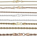 Rope Chain | Yellow Rose Or White Gold Over Solid Stainless Steel