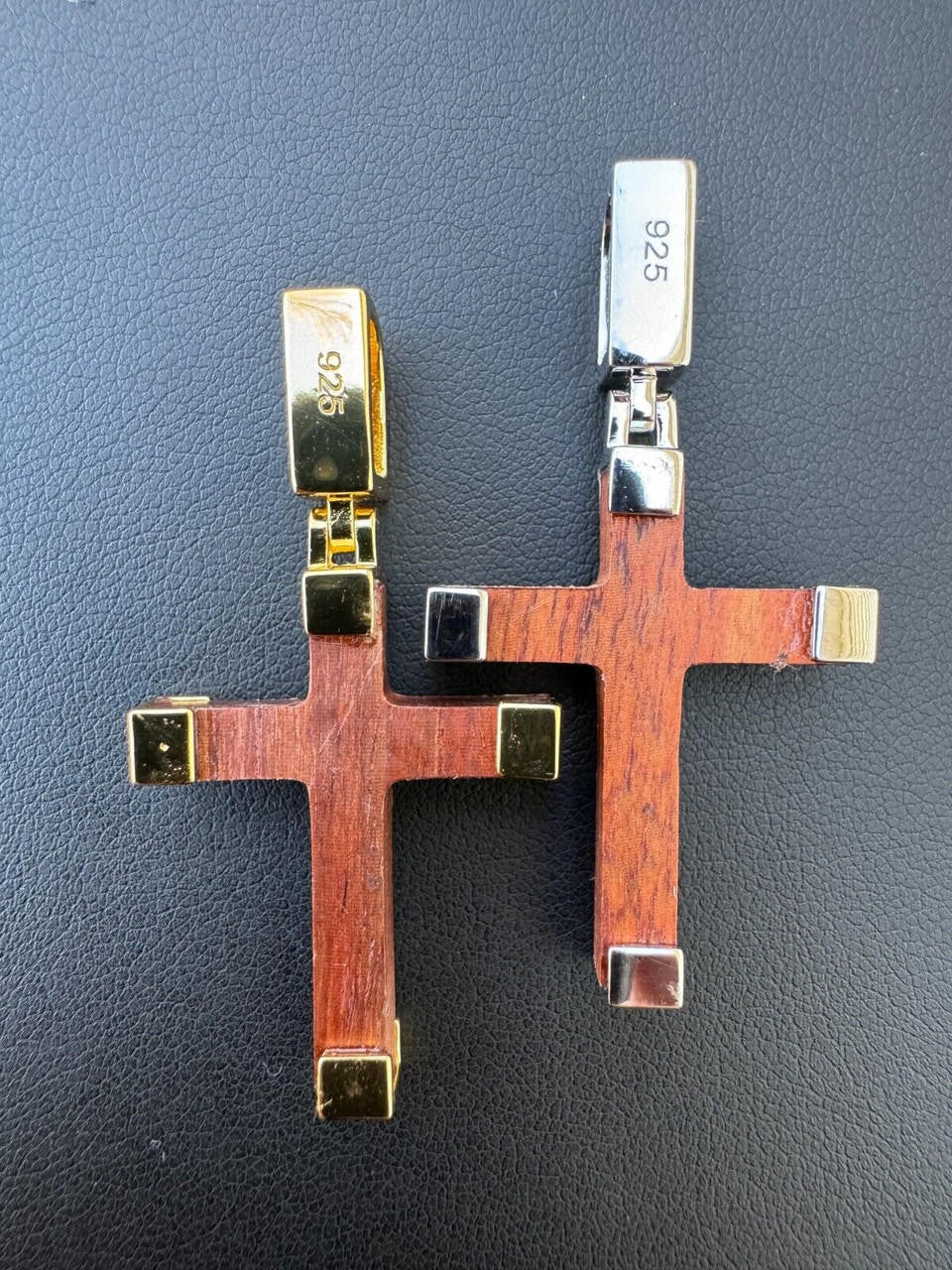 Natural Wood Plain Jesus Cross Pendant | 14k Gold Vermeil Or 925 Silver
