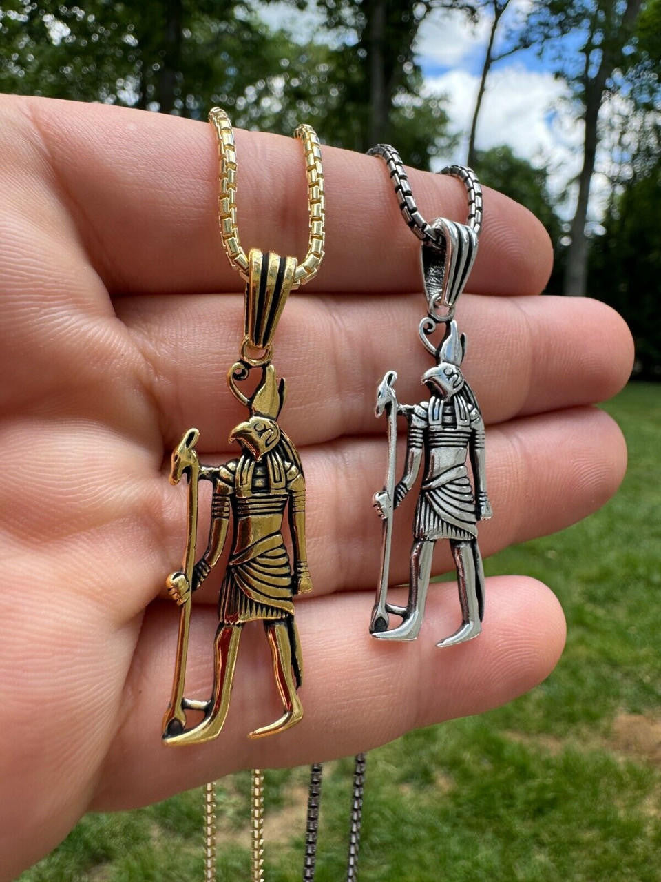 Ancient Egyptian God Horus Pendant | 14k Gold Vermeil Or Oxidized 925 Silver