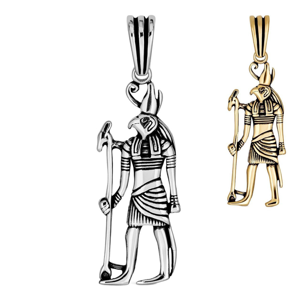 Ancient Egyptian God Horus Pendant | 14k Gold Vermeil Or Oxidized 925 Silver