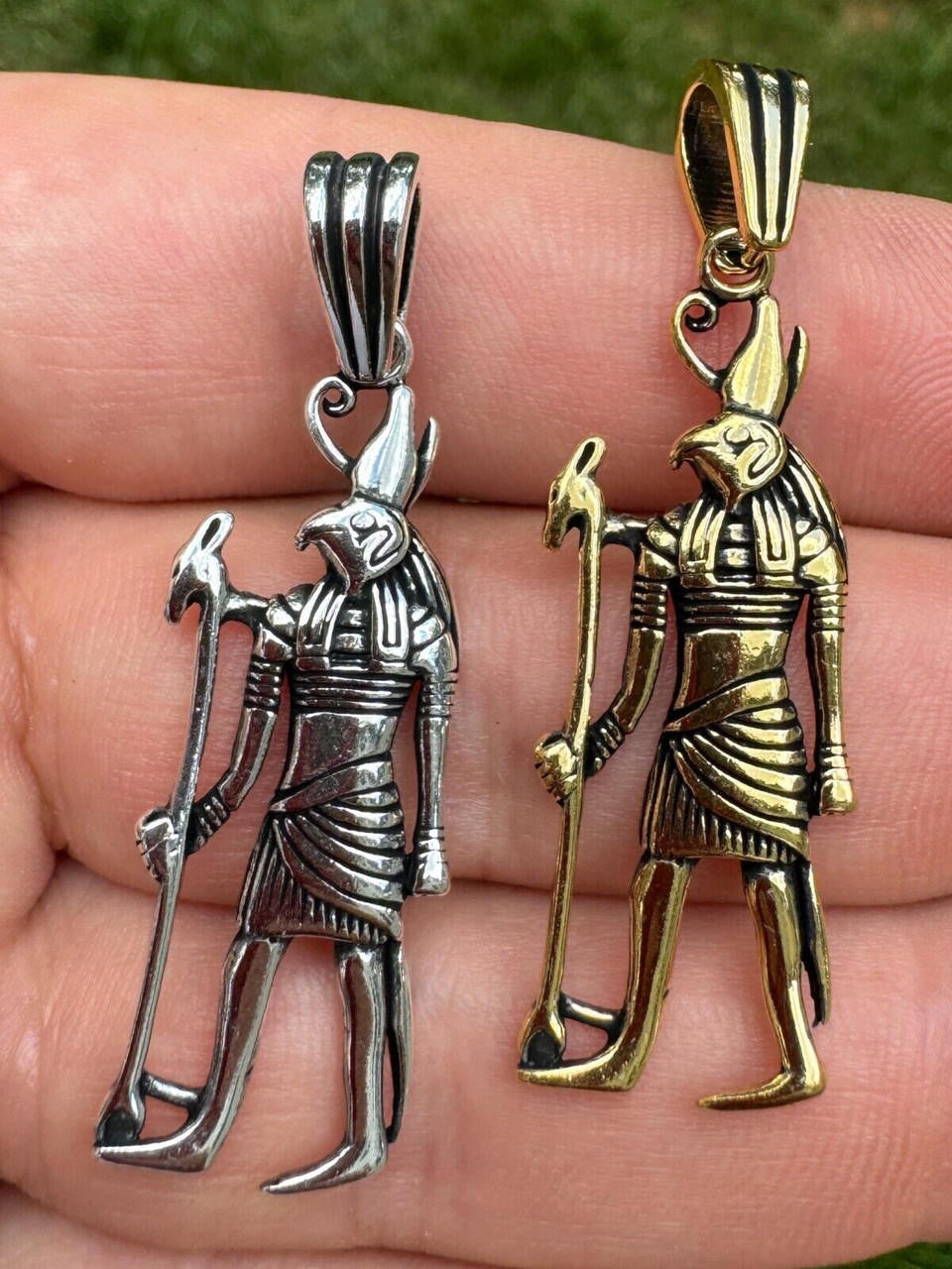 Ancient Egyptian God Horus Pendant | 14k Gold Vermeil Or Oxidized 925 Silver