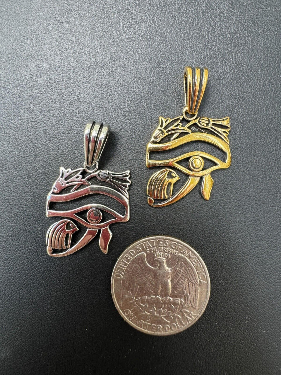 Egyptian Eye Of Horus Evil Eye Pendant | 14k Gold Vermeil or Oxidized 925 Silver