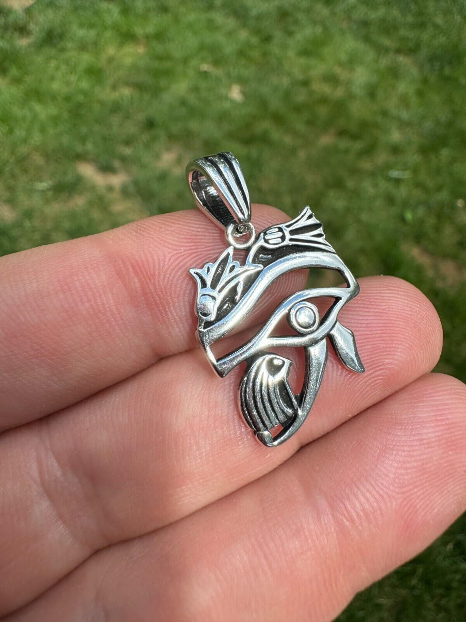 Egyptian Eye Of Horus Evil Eye Pendant | 14k Gold Vermeil or Oxidized 925 Silver