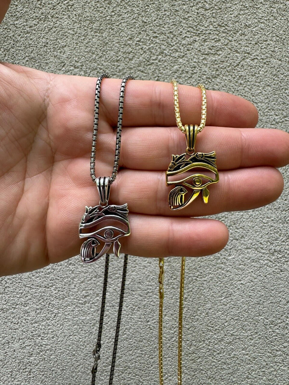 Egyptian Eye Of Horus Evil Eye Pendant | 14k Gold Vermeil or Oxidized 925 Silver