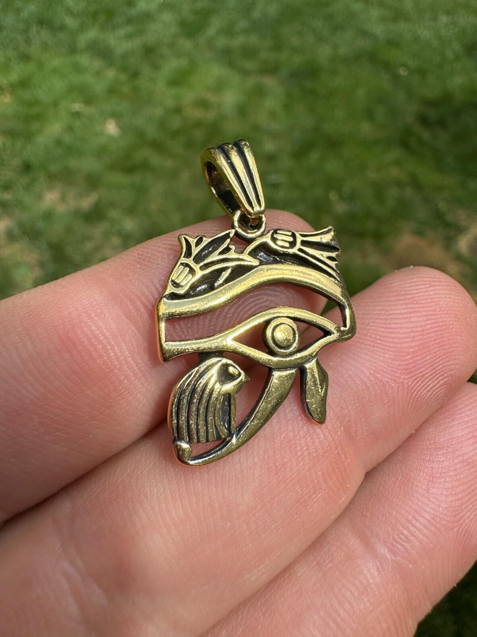 Egyptian Eye Of Horus Evil Eye Pendant | 14k Gold Vermeil or Oxidized 925 Silver
