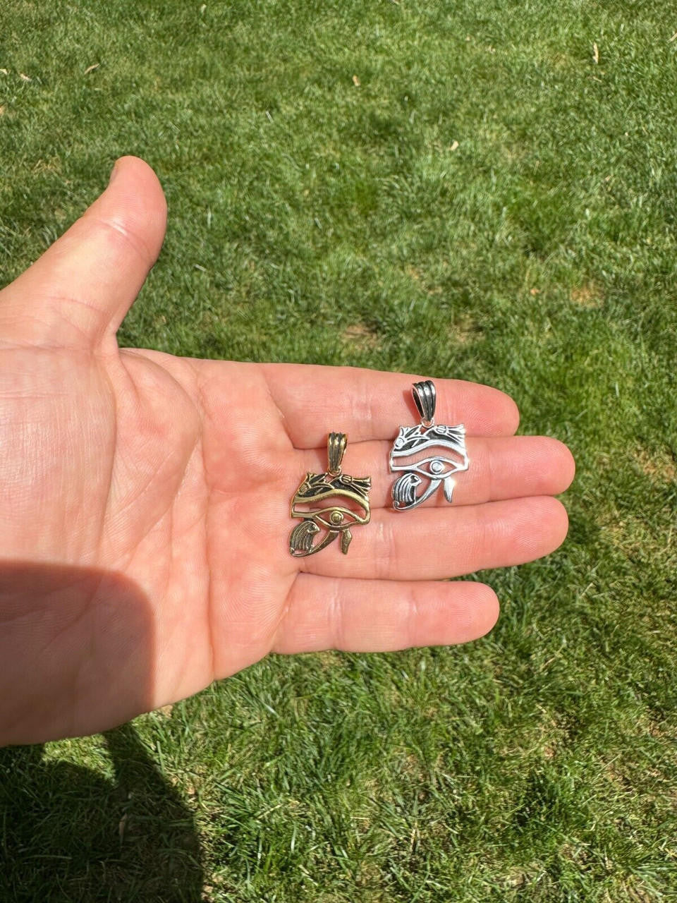 Egyptian Eye Of Horus Evil Eye Pendant | 14k Gold Vermeil or Oxidized 925 Silver