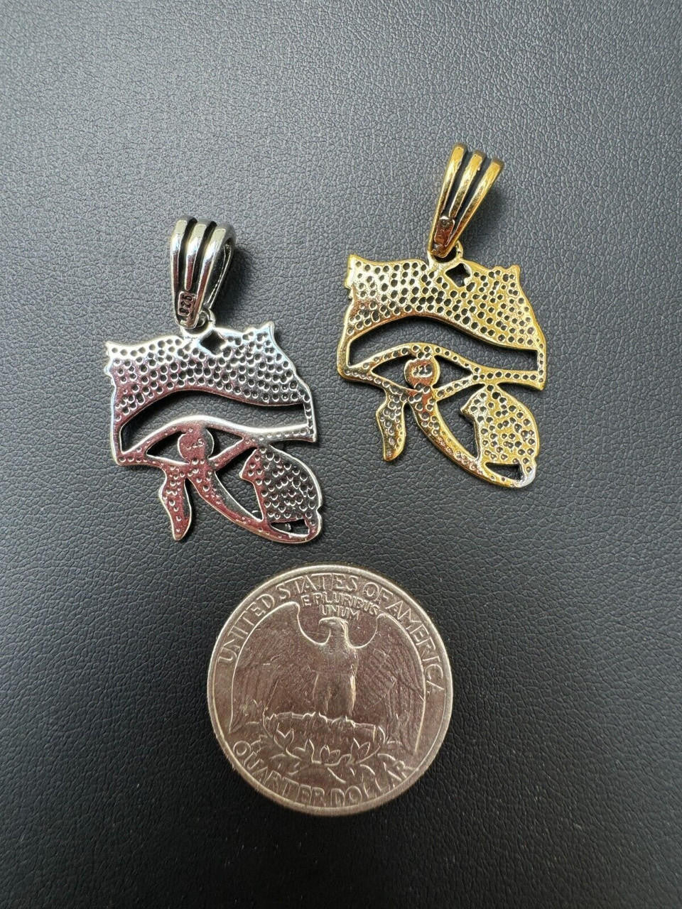 Egyptian Eye Of Horus Evil Eye Pendant | 14k Gold Vermeil or Oxidized 925 Silver