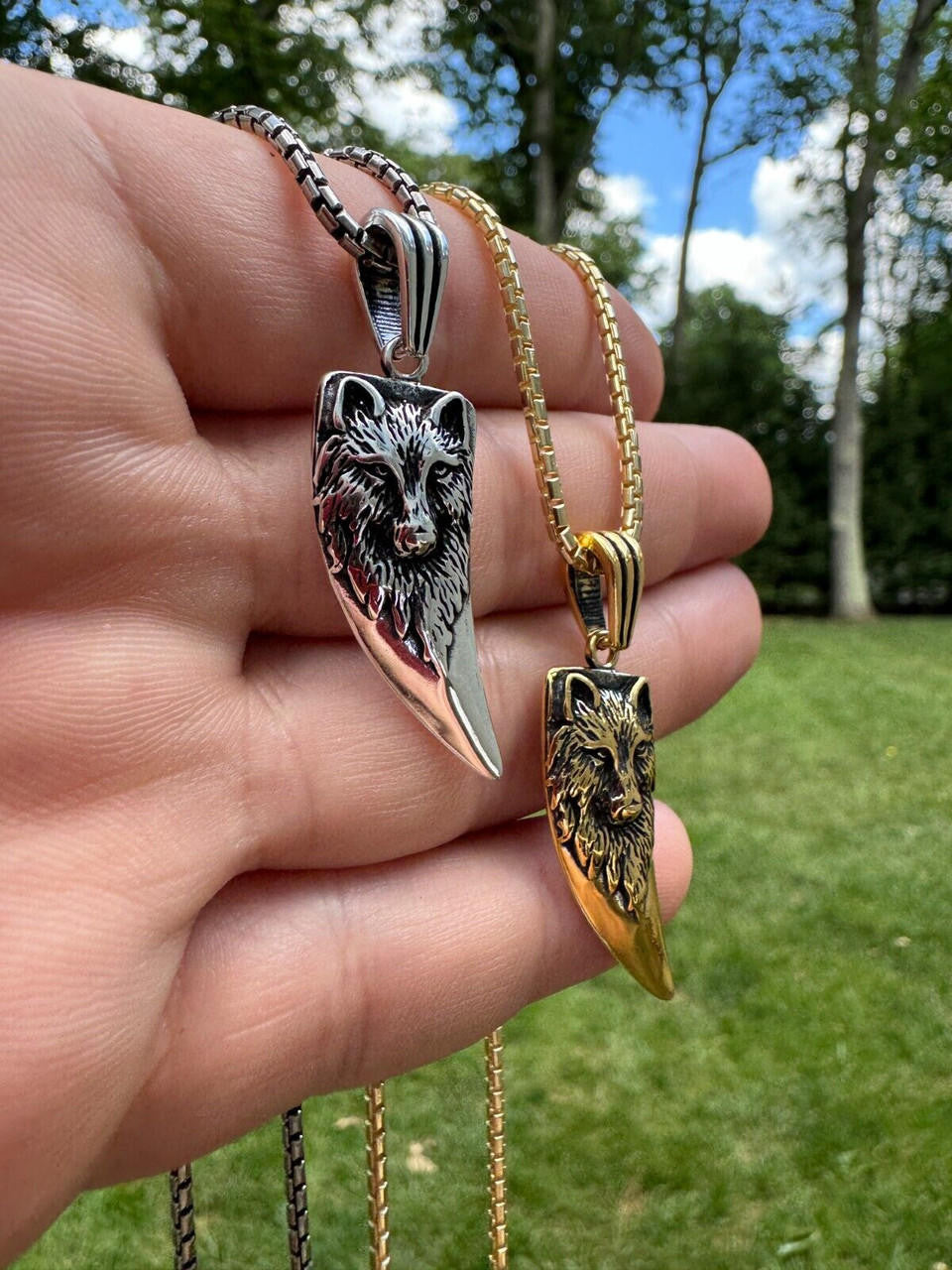 Wolf Fang Tooth Viking Pendant | 14k Yellow Gold Vermeil Or Oxidized 925 Silver