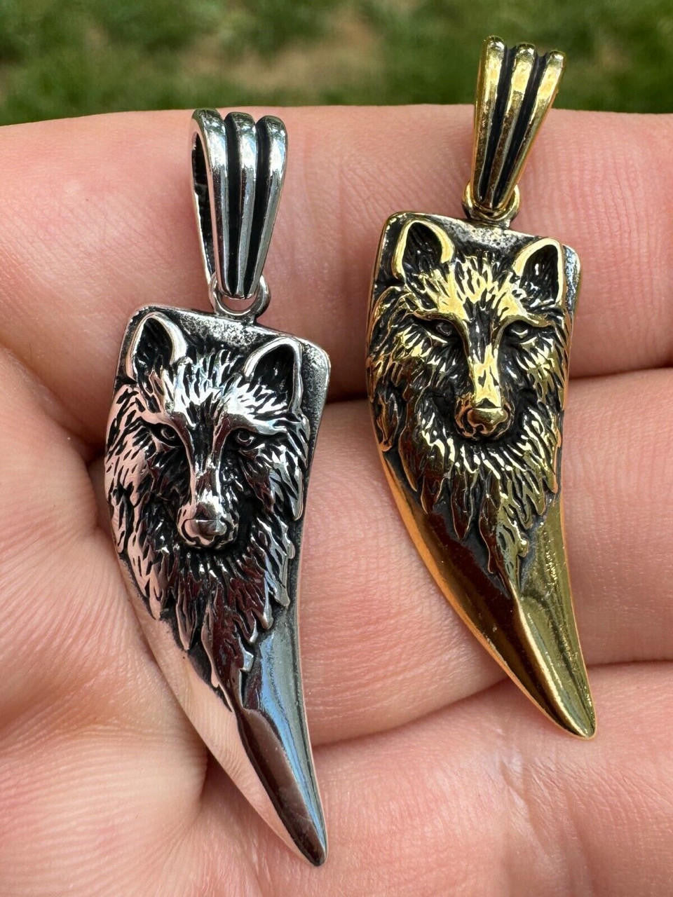 Wolf Fang Tooth Viking Pendant | 14k Yellow Gold Vermeil Or Oxidized 925 Silver