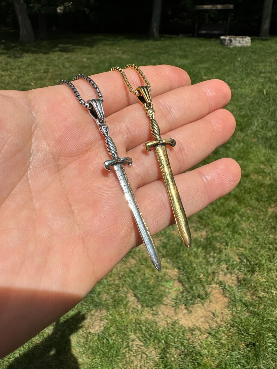 Roman Gladiator Ancient Sword Dagger Pendant | 14k Gold Vermeil Or Oxidized 925 Silver