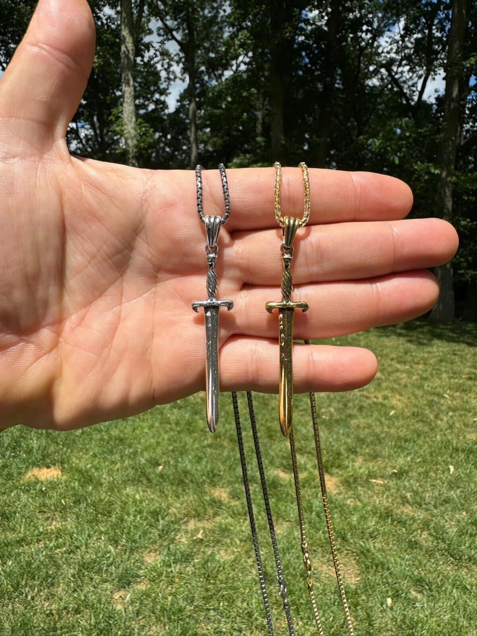 Roman Gladiator Ancient Sword Dagger Pendant | 14k Gold Vermeil Or Oxidized 925 Silver